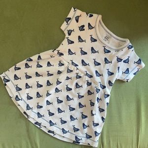 Like new white dress blue birds 0-3m Yoga Sprout